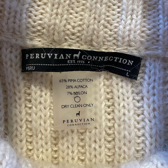 Peruvian Connection Ivory Turtleneck Knit Sweater L - Picture 6 of 7